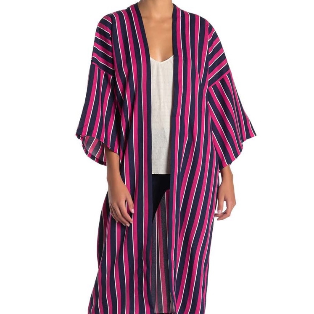 Navy & Pink Striped Kimono Duster-NWT-OSFM SALE